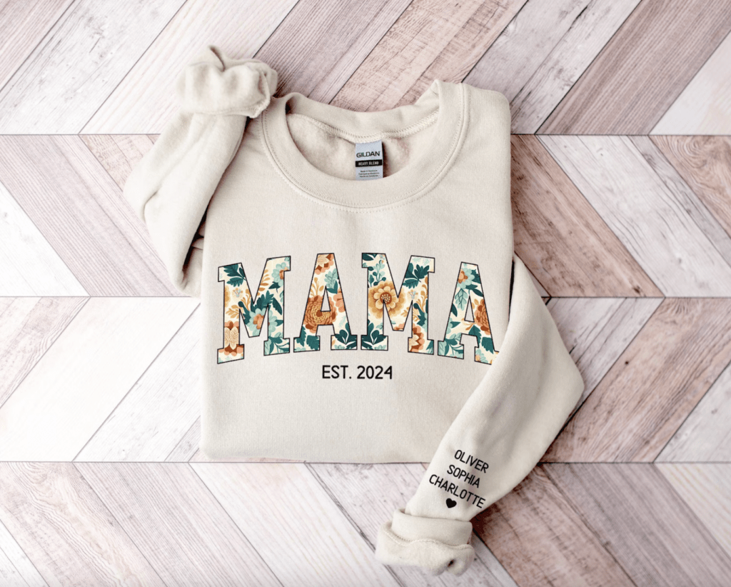 Custom Mama Sweatshirt with personalized sleeve